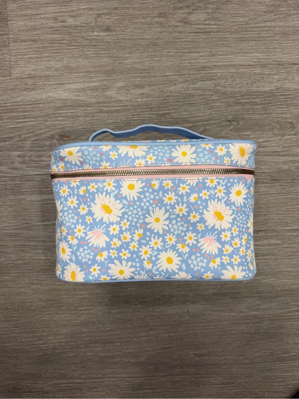 Blue Daisy Print Cosmetic Train Case
